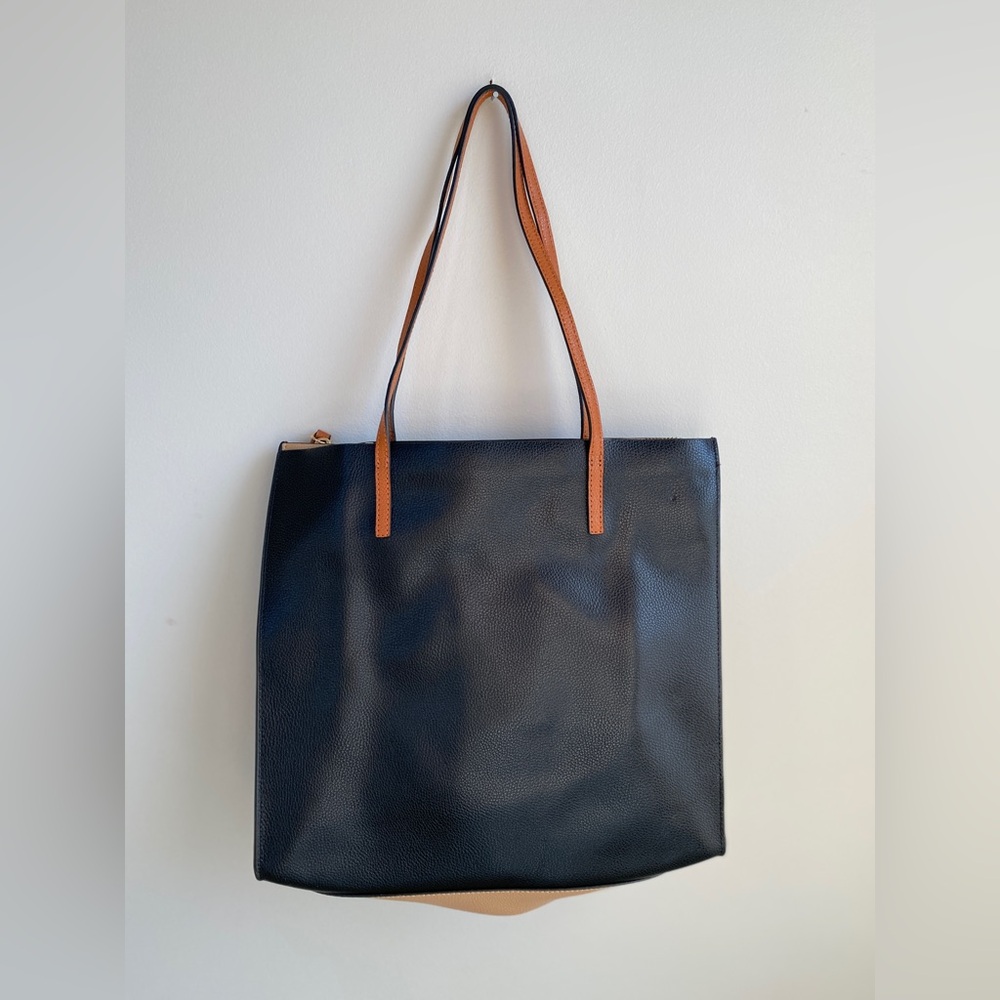 Marc Jacobs Colorblock Leather Tote in Black, Cream & Tan - Picture 9 of 10